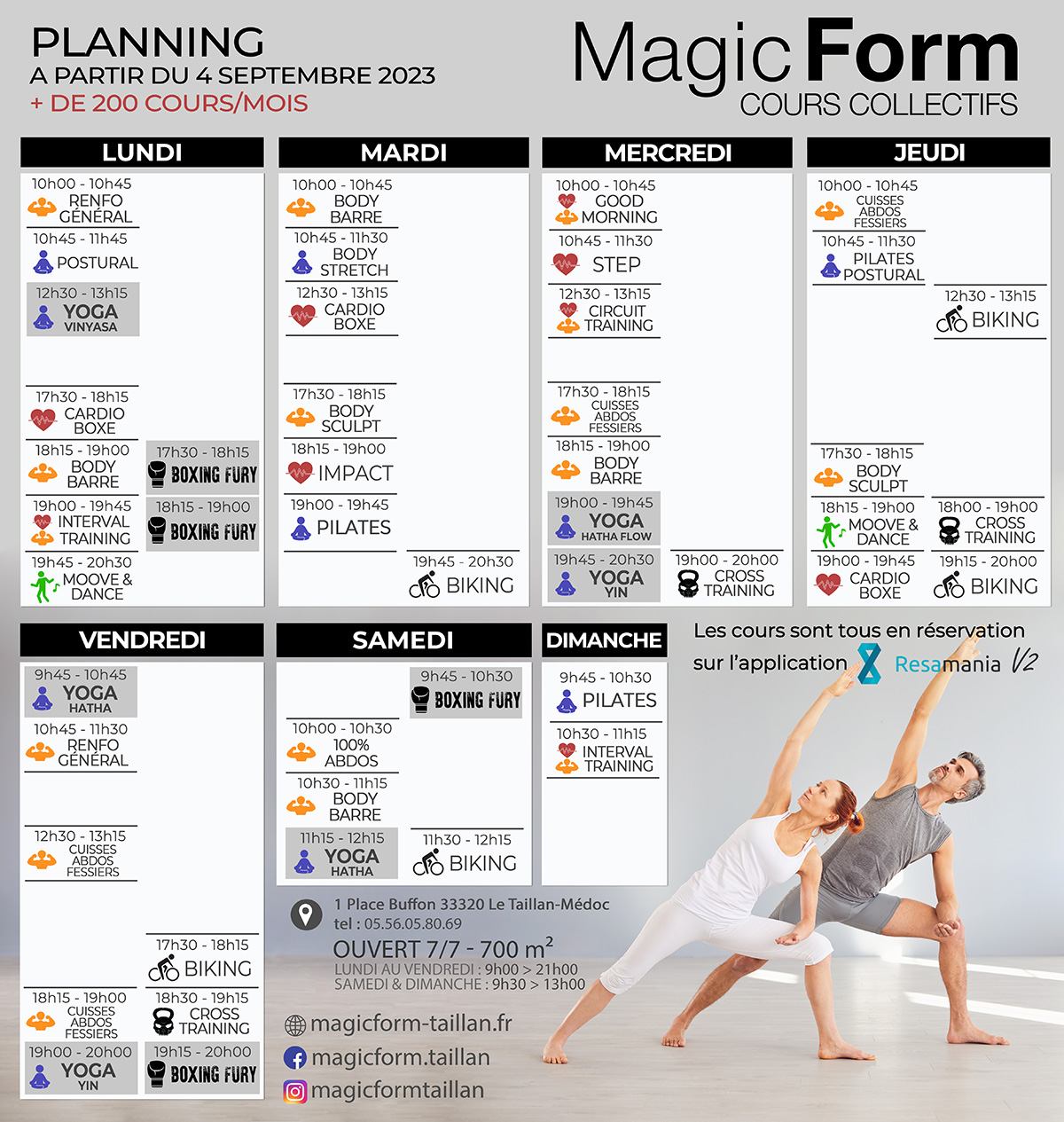 planning cours collectifs